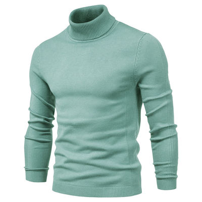 Solid Color Viscose/Cotton Pullover Sweater Slim Fit Turtle Neck voor mannen Casual Wear