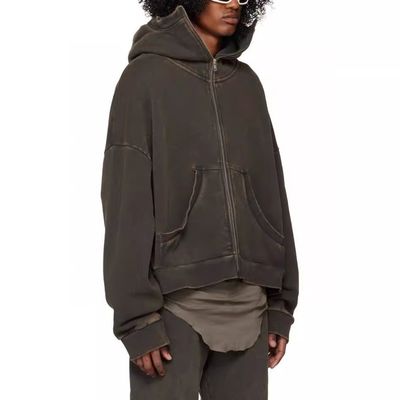 Hooded collar No Liner Streetwear Heavyweight Distressed Vintage Hoodies Voor Mannen