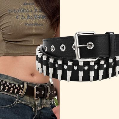 Gewone stijl 2-4 cm Mensen Western Punk Rivet Gordel met gladde Buckle Broek Decoratie
