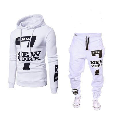 Solid Pattern Pullover Sweatshirt Sport Fleece Wear Hoodie En Jogger Set Voor Mannen