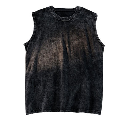 Gedrukt 230G Cotton Vintage Ropa Gym Vest voor mannen Custom Cut Off Sleeveless Tank Top