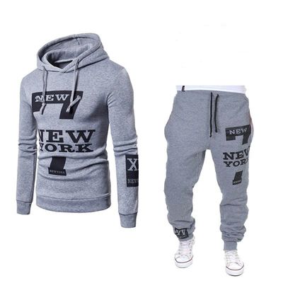 Solid Pattern Pullover Sweatshirt Sport Fleece Wear Hoodie En Jogger Set Voor Mannen