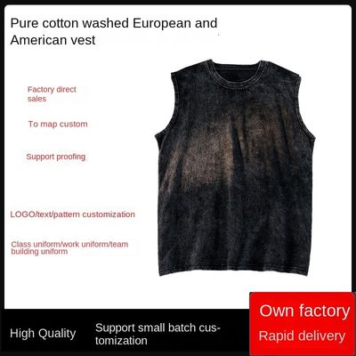 Gedrukt 230G Cotton Vintage Ropa Gym Vest voor mannen Custom Cut Off Sleeveless Tank Top