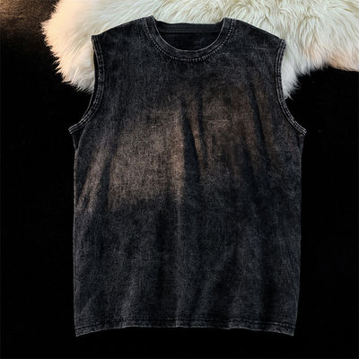 Gedrukt 230G Cotton Vintage Ropa Gym Vest voor mannen Custom Cut Off Sleeveless Tank Top