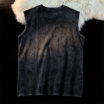 Gedrukt 230G Cotton Vintage Ropa Gym Vest voor mannen Custom Cut Off Sleeveless Tank Top