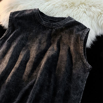 Gedrukt 230G Cotton Vintage Ropa Gym Vest voor mannen Custom Cut Off Sleeveless Tank Top