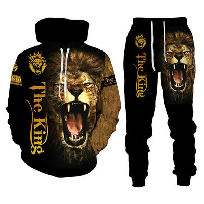 Mensen Hooded Sweater Pak Leeuw Koning 3D Printing Sportkleding Long Sleeve Pak