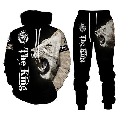 Mensen Hooded Sweater Pak Leeuw Koning 3D Printing Sportkleding Long Sleeve Pak