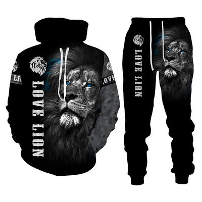 Mensen Hooded Sweater Pak Leeuw Koning 3D Printing Sportkleding Long Sleeve Pak