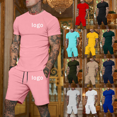 Custom Logo Plus Size Tracksuit voor mannen Stretchable 2 Piece Outerwear Jogger Suit Short Sets