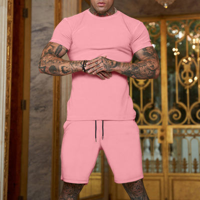 Custom Logo Plus Size Tracksuit voor mannen Stretchable 2 Piece Outerwear Jogger Suit Short Sets