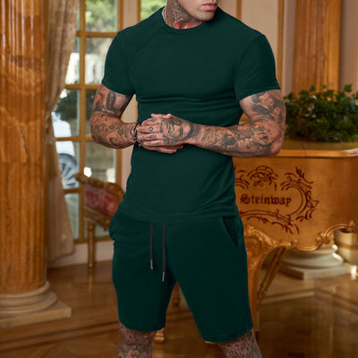 Custom Logo Plus Size Tracksuit voor mannen Stretchable 2 Piece Outerwear Jogger Suit Short Sets