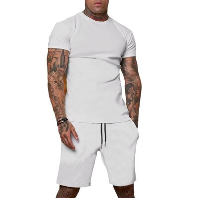 Custom Logo Plus Size Tracksuit voor mannen Stretchable 2 Piece Outerwear Jogger Suit Short Sets