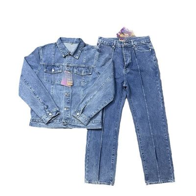 Mensen oversized sportsuit Casual Custom Jacket Suit 2 Piece Sets met denim stof