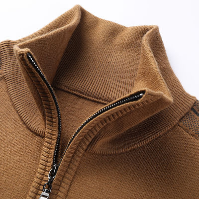 Gepersonaliseerde Solid Half Zipper Winter Vlies Acryl Turtle Neck Gebreide trui voor mannen