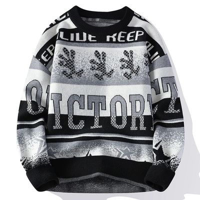 Custom Logo Jacquard Brick Mensen trui in oversize casual stijl voor winter comfort