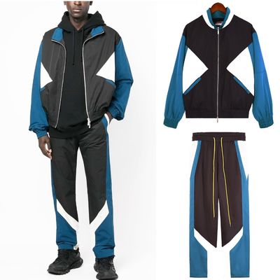 Lente en herfst ademend polyester patchwork straatkleding sportuitrusting voor mannen sets