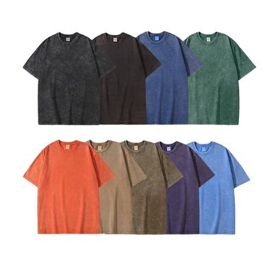 280g zwaar Retro Gewassen Verdrietig Kortmouw T-shirt Mensen losse katoenen halve mouwen Top