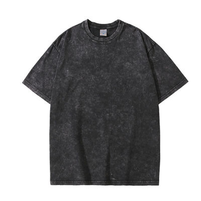 280g zwaar Retro Gewassen Verdrietig Kortmouw T-shirt Mensen losse katoenen halve mouwen Top