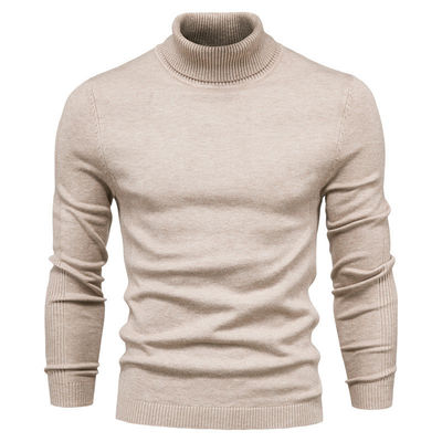 Solid Color Viscose/Cotton Pullover Sweater Slim Fit Turtle Neck voor mannen Casual Wear