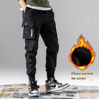 Mensenbroeken met zakken Midden taille plus vlies Polyester/ katoen gebreid