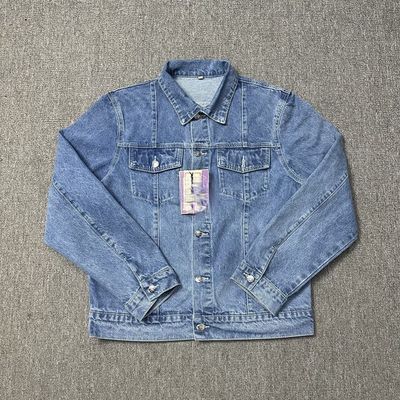 Custom Color Block Windbreaker Breathable Denim Men's Sets voor warmte-transfer print