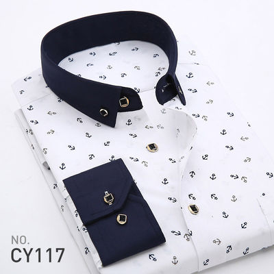 Mensen Slim Plaid Printed Long-Sleeved Shirt 100% Polyester Stof Type en Zipper Closure