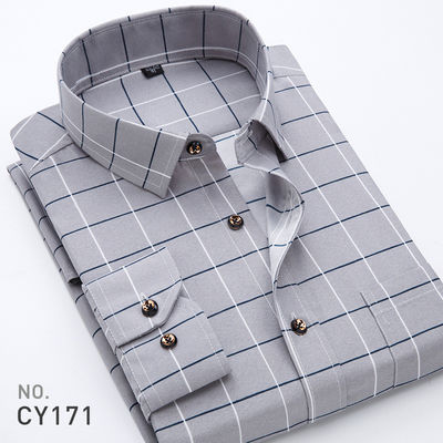 Mensen Slim Plaid Printed Long-Sleeved Shirt 100% Polyester Stof Type en Zipper Closure