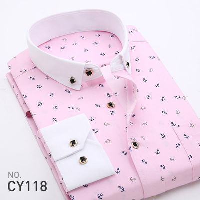 Mensen Slim Plaid Printed Long-Sleeved Shirt 100% Polyester Stof Type en Zipper Closure