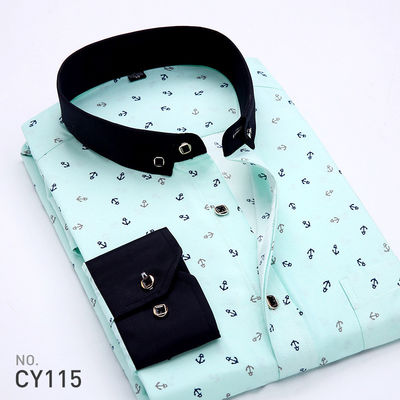 Mensen Slim Plaid Printed Long-Sleeved Shirt 100% Polyester Stof Type en Zipper Closure