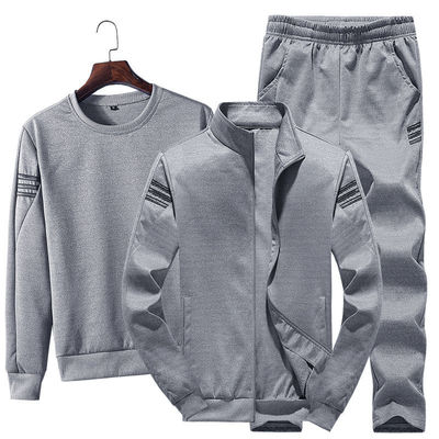 Sportstijl Mensen Zip Up Jacket T-shirt en Joggers Drie stukken Tracksuit voor sporten