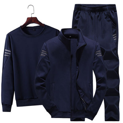 Sportstijl Mensen Zip Up Jacket T-shirt en Joggers Drie stukken Tracksuit voor sporten