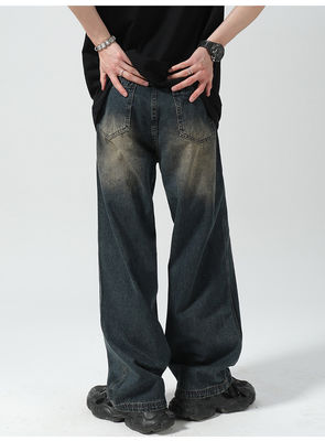 Ondersteuning 7 dagen Voorbeeld bestelling Levertyd 2023 Vintage Distressed Wide-Leg Mop Jeans voor mannen