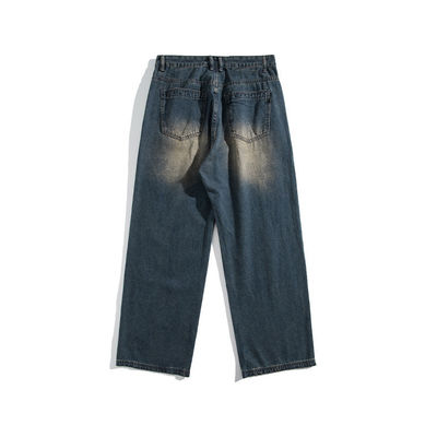Ondersteuning 7 dagen Voorbeeld bestelling Levertyd 2023 Vintage Distressed Wide-Leg Mop Jeans voor mannen