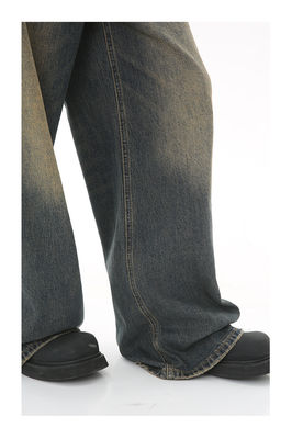 Ondersteuning 7 dagen Voorbeeld bestelling Levertyd 2023 Vintage Distressed Wide-Leg Mop Jeans voor mannen