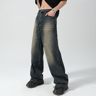Ondersteuning 7 dagen Voorbeeld bestelling Levertyd 2023 Vintage Distressed Wide-Leg Mop Jeans voor mannen