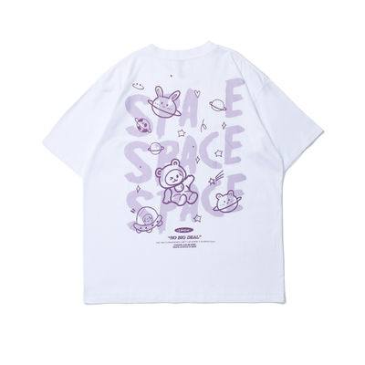Korte mouw Unisex T-shirt voor mannen Katoenen tekenletter