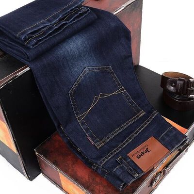 Dikke Stretch Mensen Jeans los rechte buis Hoge taille Plus Size Casual Wash SAND WASH