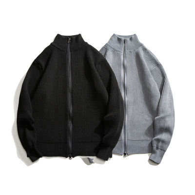 Zipper Cardigan Turtle Neck Men's gebreide trui met 100% polyester in het voorjaar