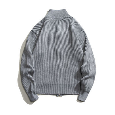 Zipper Cardigan Turtle Neck Men's gebreide trui met 100% polyester in het voorjaar