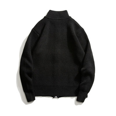 Zipper Cardigan Turtle Neck Men's gebreide trui met 100% polyester in het voorjaar