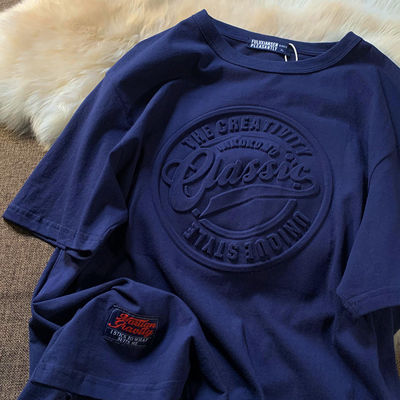 Custom Design Vintage Mensen T-Shirt 3D Puff Print Adembenemend 180 gram Polyestervezel