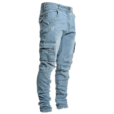Mensen vracht dunne jeans met zijzakken snelle droge denim broek