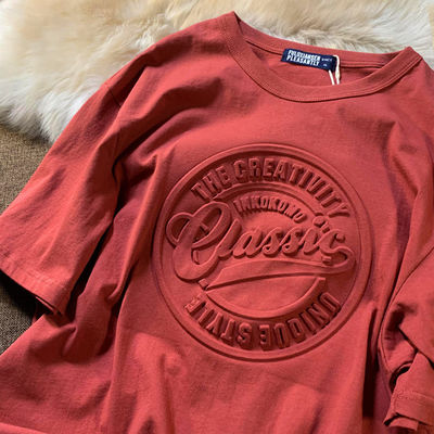 Custom Design Vintage Mensen T-Shirt 3D Puff Print Adembenemend 180 gram Polyestervezel