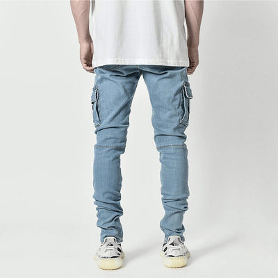 Mensen vracht dunne jeans met zijzakken snelle droge denim broek