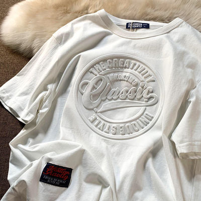 Custom Design Vintage Mensen T-Shirt 3D Puff Print Adembenemend 180 gram Polyestervezel