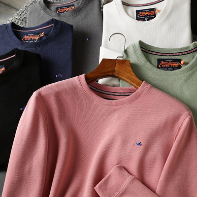 O-neck geborduurde mannen rondboordje trui Terry pullover zonder voering en vakmanschap