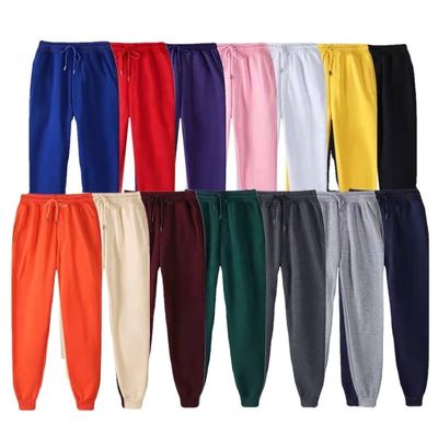 Winterseizoen Custom 220g Solid kleur met bont sweatpants Unisex vrijetijdssport