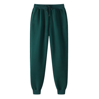 Winterseizoen Custom 220g Solid kleur met bont sweatpants Unisex vrijetijdssport