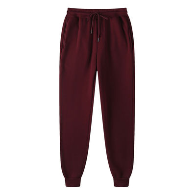 Winterseizoen Custom 220g Solid kleur met bont sweatpants Unisex vrijetijdssport